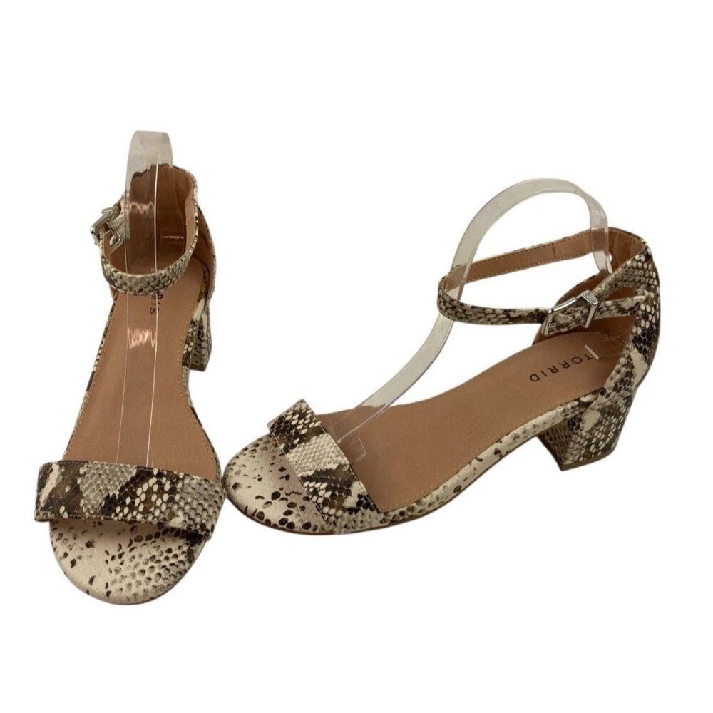 Stylish Snake Print Block Heel Sandals - image 2